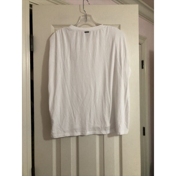 All Saints Womens Boxy White Top Ruched Shoulder Chic Short Sleeve Modern Sz 6 - Picture 6 of 8